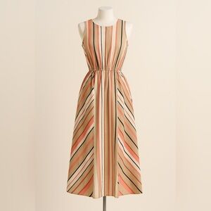 Banana Republic Women's Multicolored Striped Linen Cutout Midi Dress Size 8P